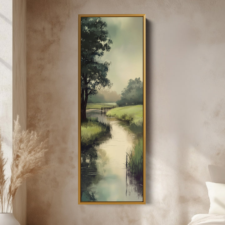 Large Long Vertical Wall Art Large Framed Canvas Tranquil River Picture