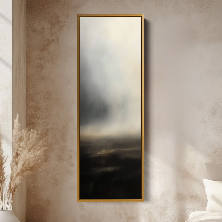 Grey Cloud Long Vertical Skinny Large Framed Canvas Decor