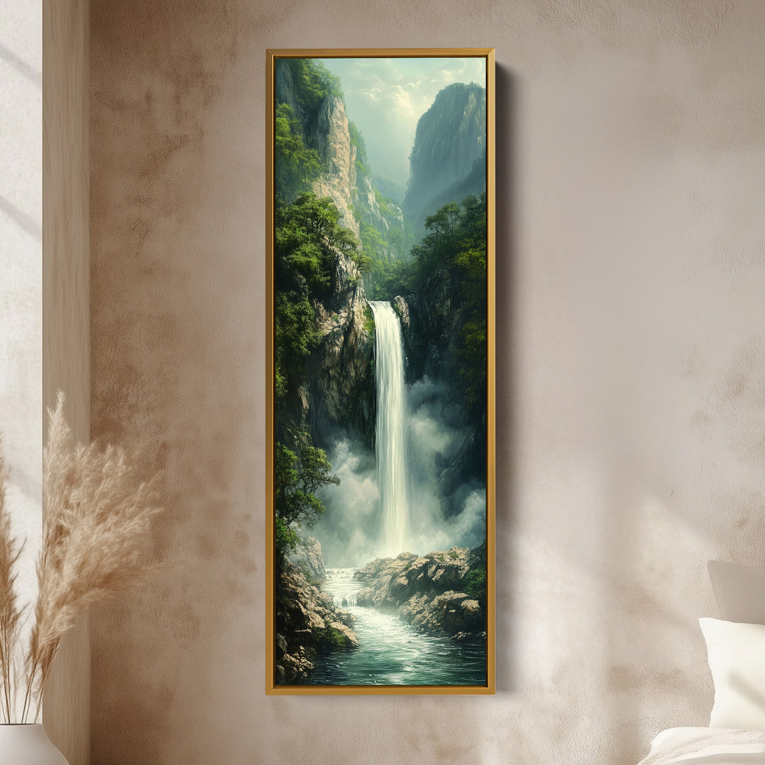 Long Narrow Vertical Large Canvas Wall Decor Waterfall