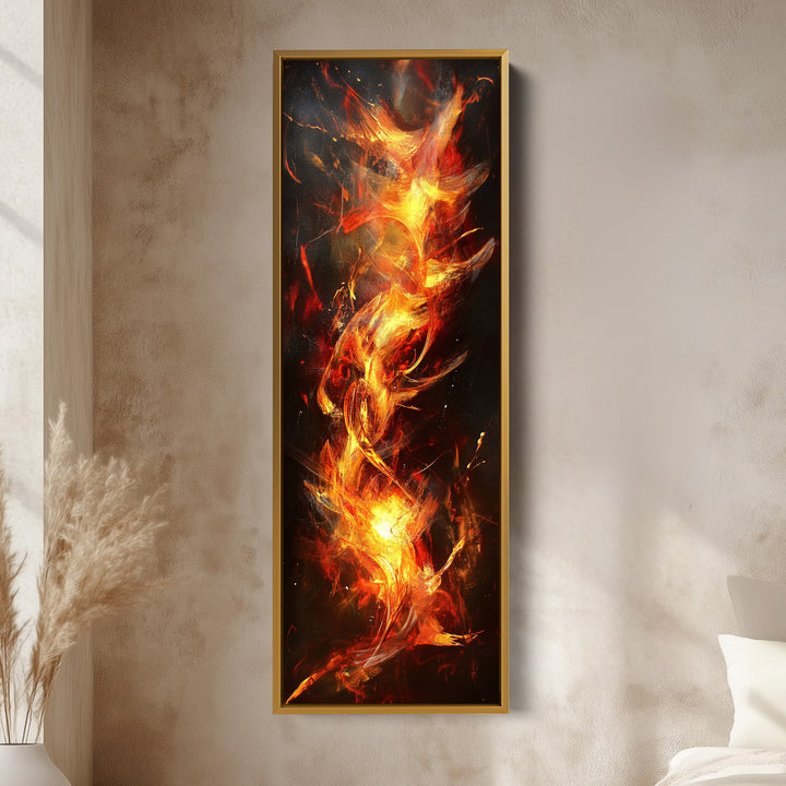 Abstract Flames Long Narrow Vertical Large Canvas Wall Decor