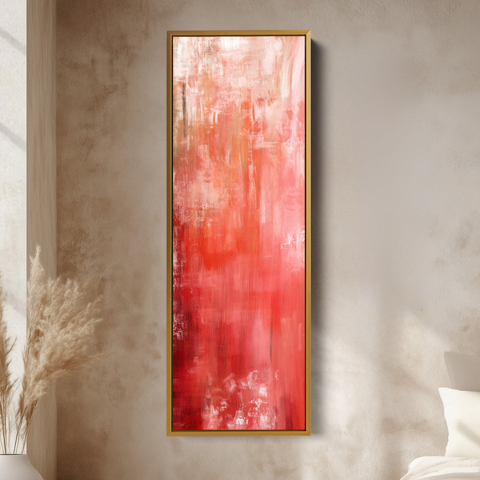Abstract Red Vertical Tall Wall Art Large Framed Canvas