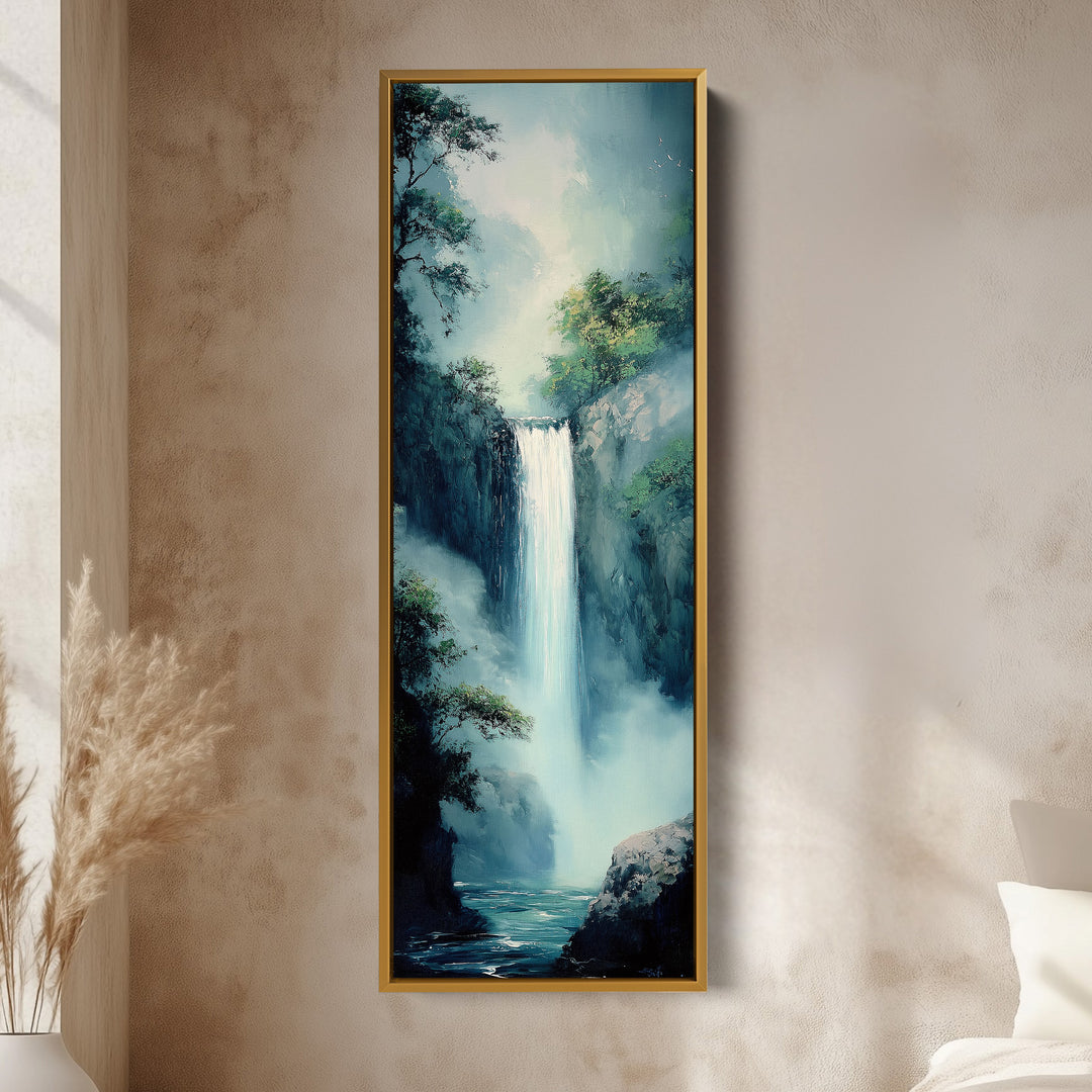 Waterfall Vertical Tall Wall Art Large Framed Canvas