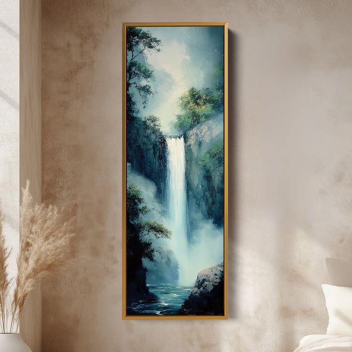 Waterfall Vertical Tall Wall Art Large Framed Canvas