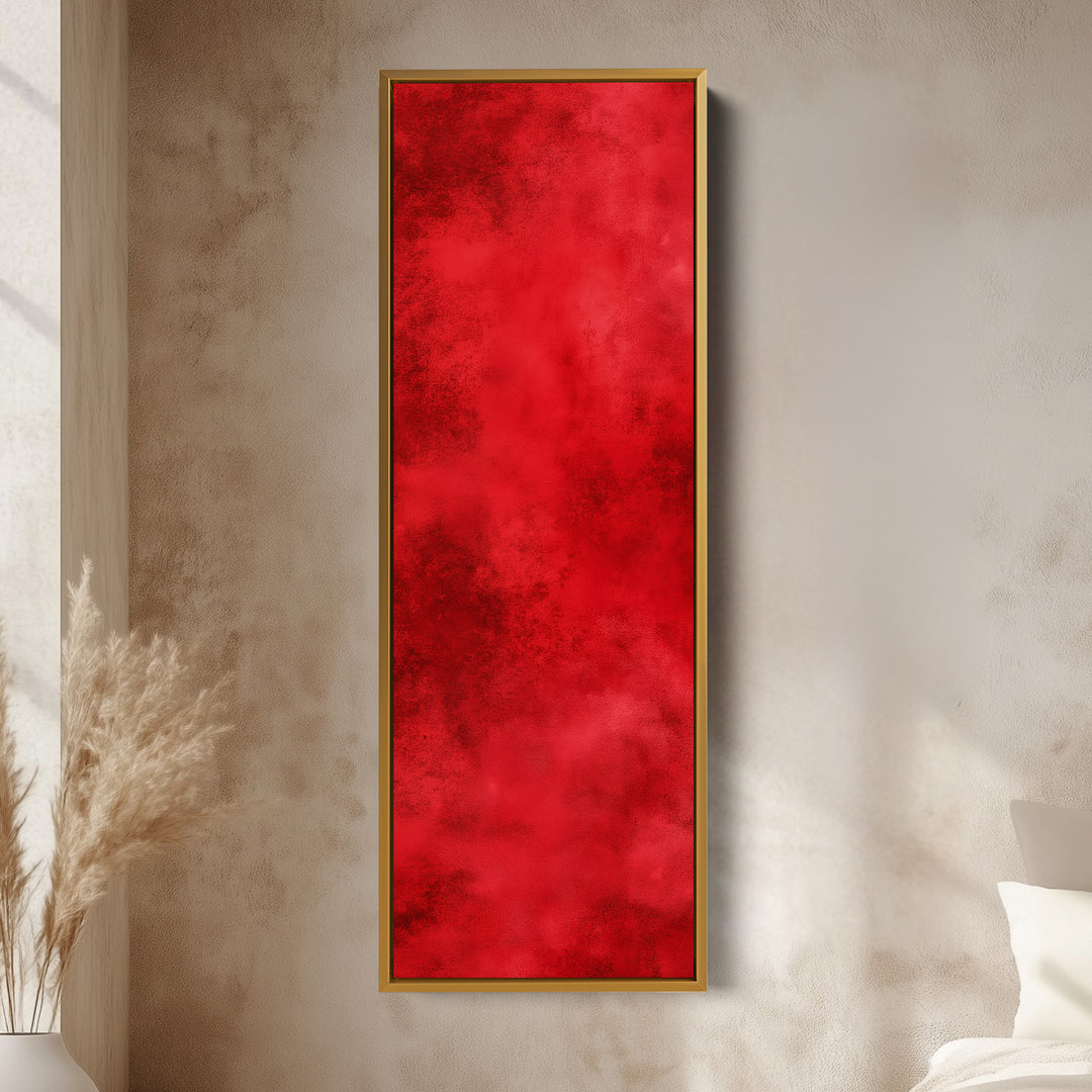 Minimalist Red Living Room Decor Vertical Wall Art - Tall Long Narrow Vertical