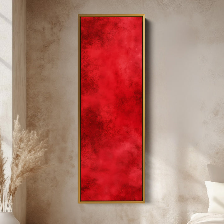 Minimalist Red Living Room Decor Vertical Wall Art - Tall Long Narrow Vertical