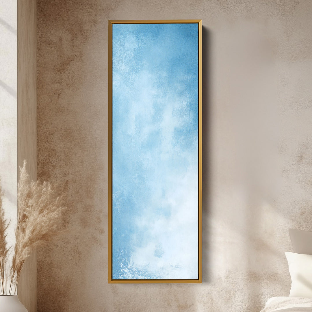 Décoration de chambre abstraite bleu clair art mural vertical - grand long étroit vertical