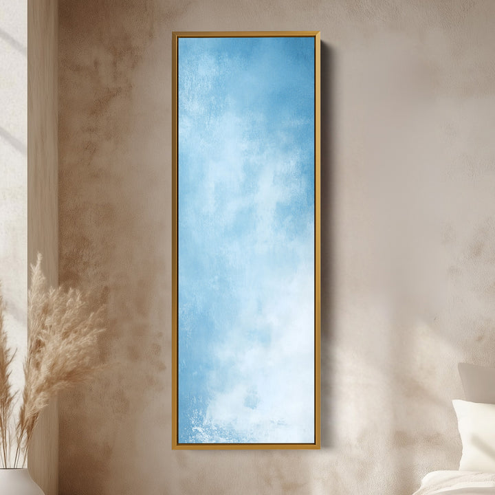 Décoration de chambre abstraite bleu clair art mural vertical - grand long étroit vertical