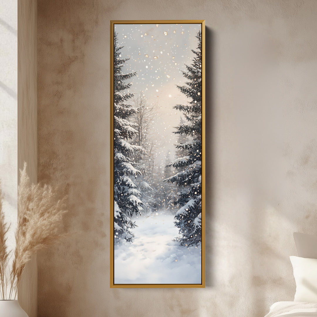 Winter Landscape Long Narrow Vertical Wall Art Large Canvas Wall Decor