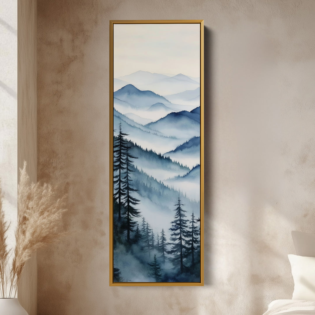 Watercolour Mountains Long Narrow Vertical Wall Art Large Canvas Wall Decor