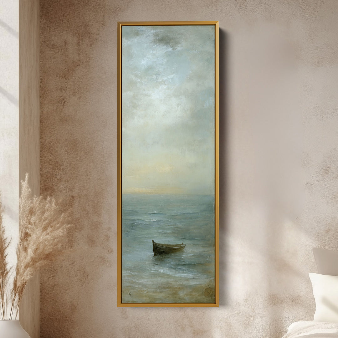 Neutral Coastal Framed Vertical Long Canvas Wall Art Prints for Living Room