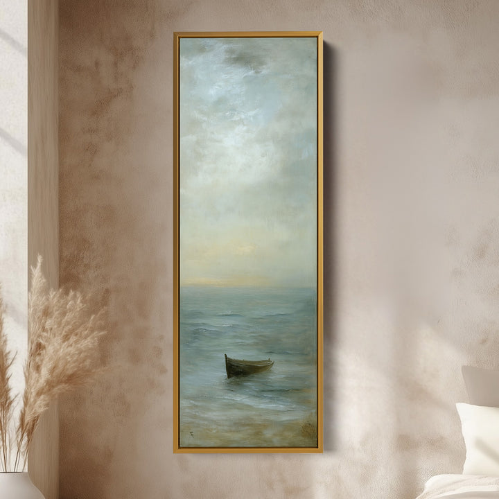 Neutral Coastal Framed Vertical Long Canvas Wall Art Prints for Living Room