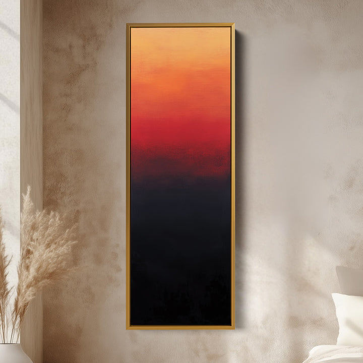 Abstract Red & Black Living Room Decor Vertical Wall Art - Tall Long Narrow Vertical