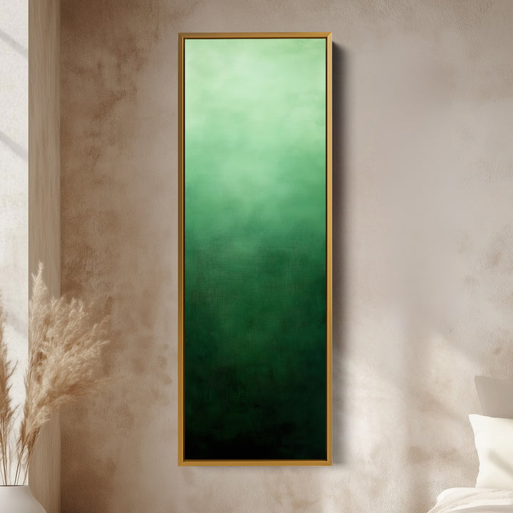 Minimalist Green Living Room Decor Vertical Wall Art - Tall Long Narrow Vertical