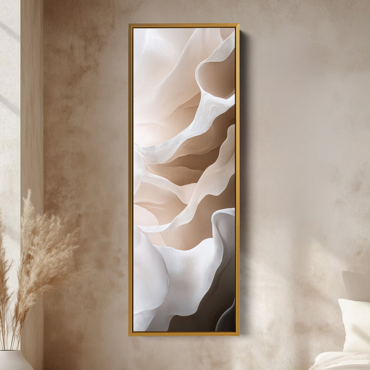 Beige & White Long Narrow Vertical Wall Art Large Canvas Decor