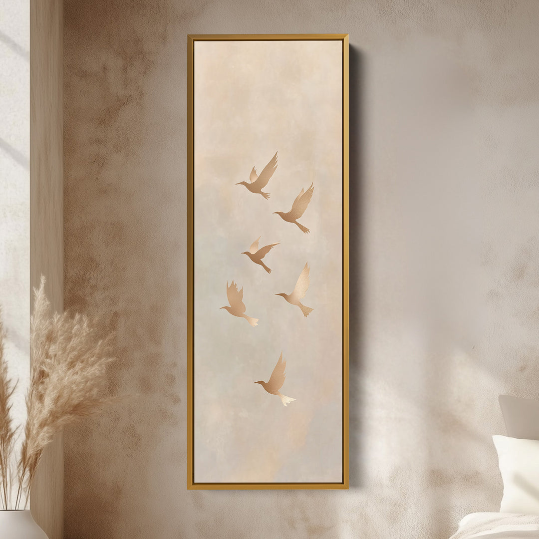 Beige & Gold Neutral Framed Canvas Wall Art For Living Room