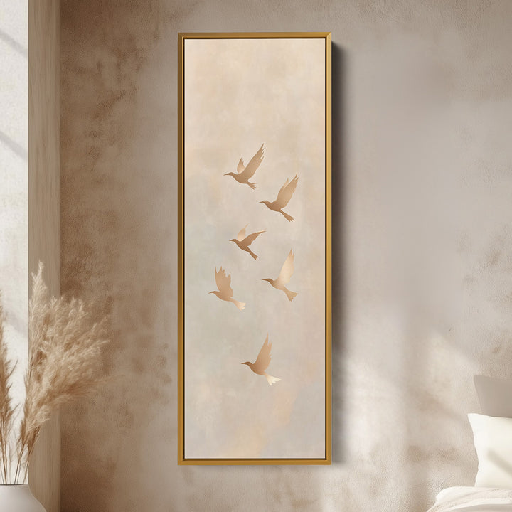 Beige & Gold Neutral Framed Canvas Wall Art For Living Room