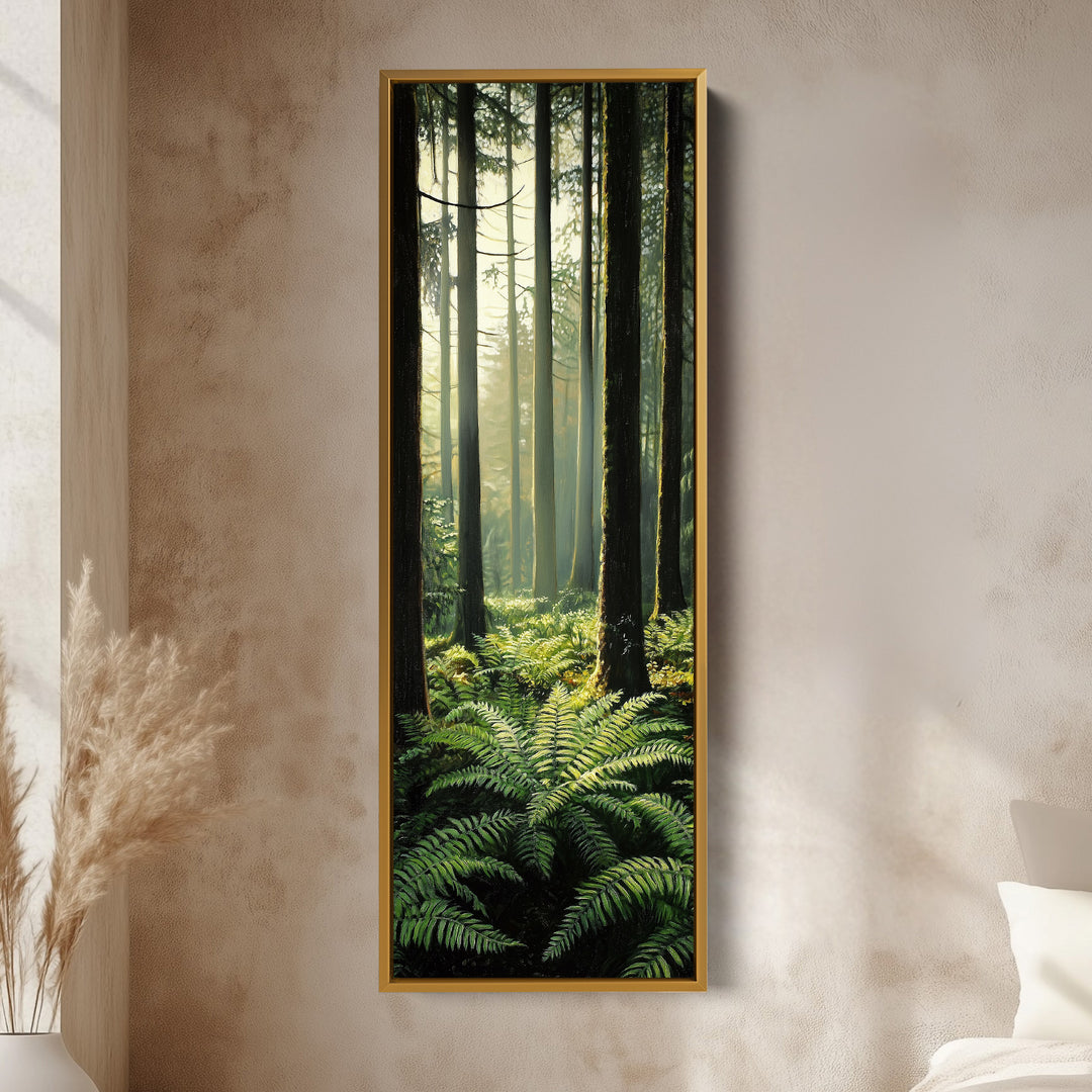 Fern Forest Long Narrow Framed Canvas Wall Art For Living Room