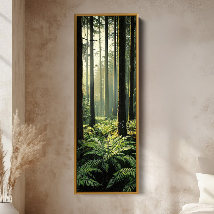 Fern Forest Long Narrow Framed Canvas Wall Art For Living Room