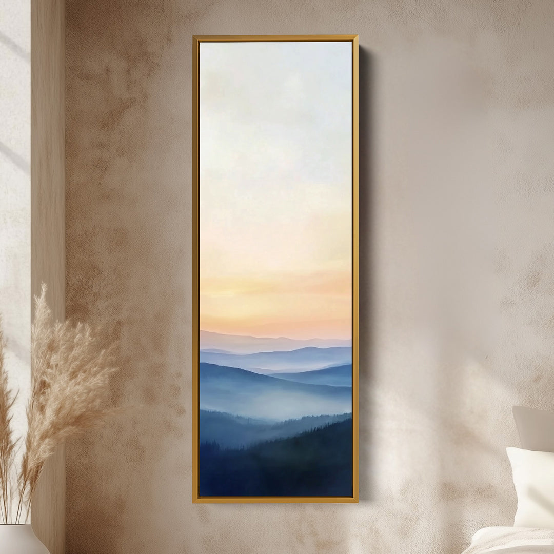 Minimalist Sunrise Tall Skinny Wall Decor Framed Canvas
