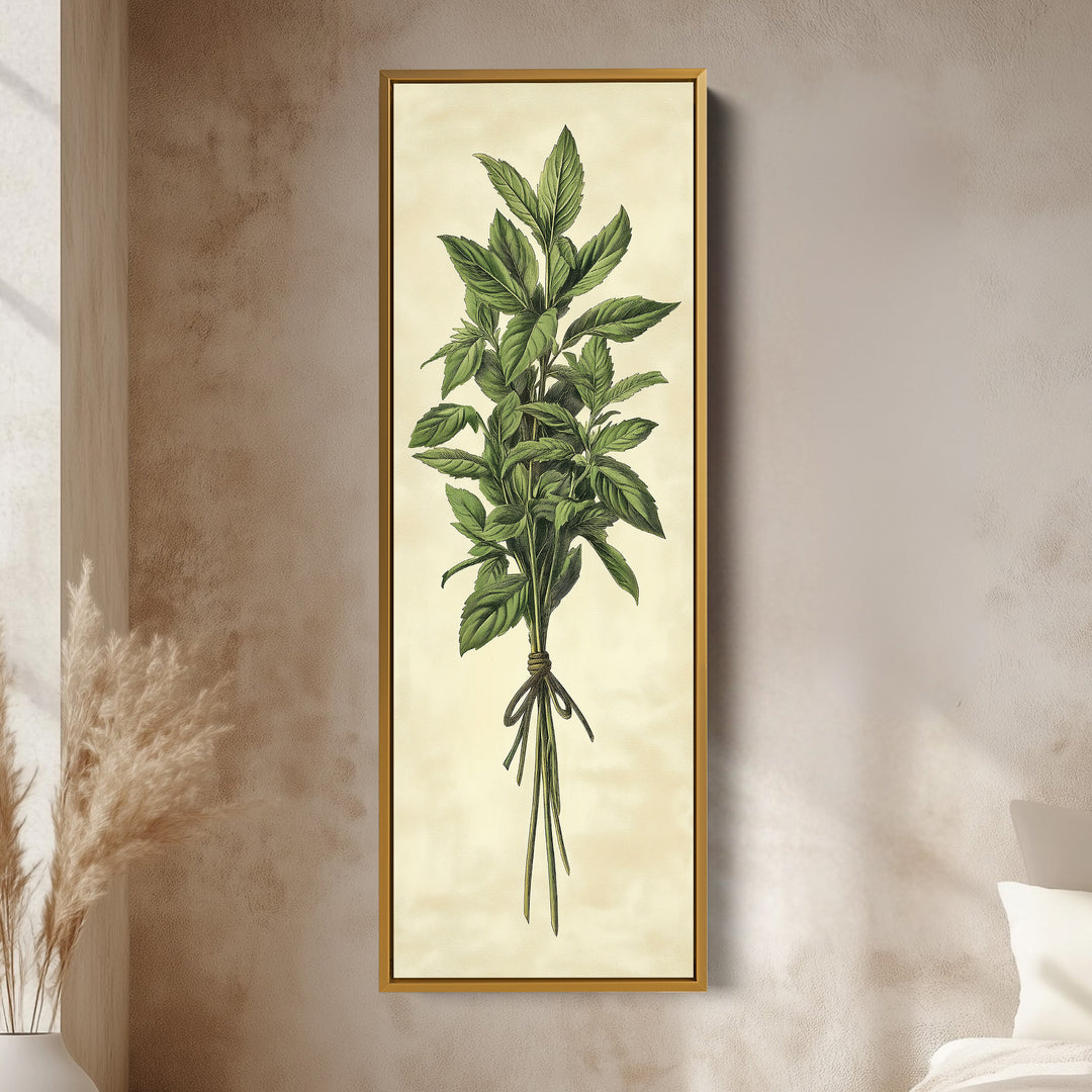 Kitchen Wall Art Long Vertical Framed Canvas Decor Mint