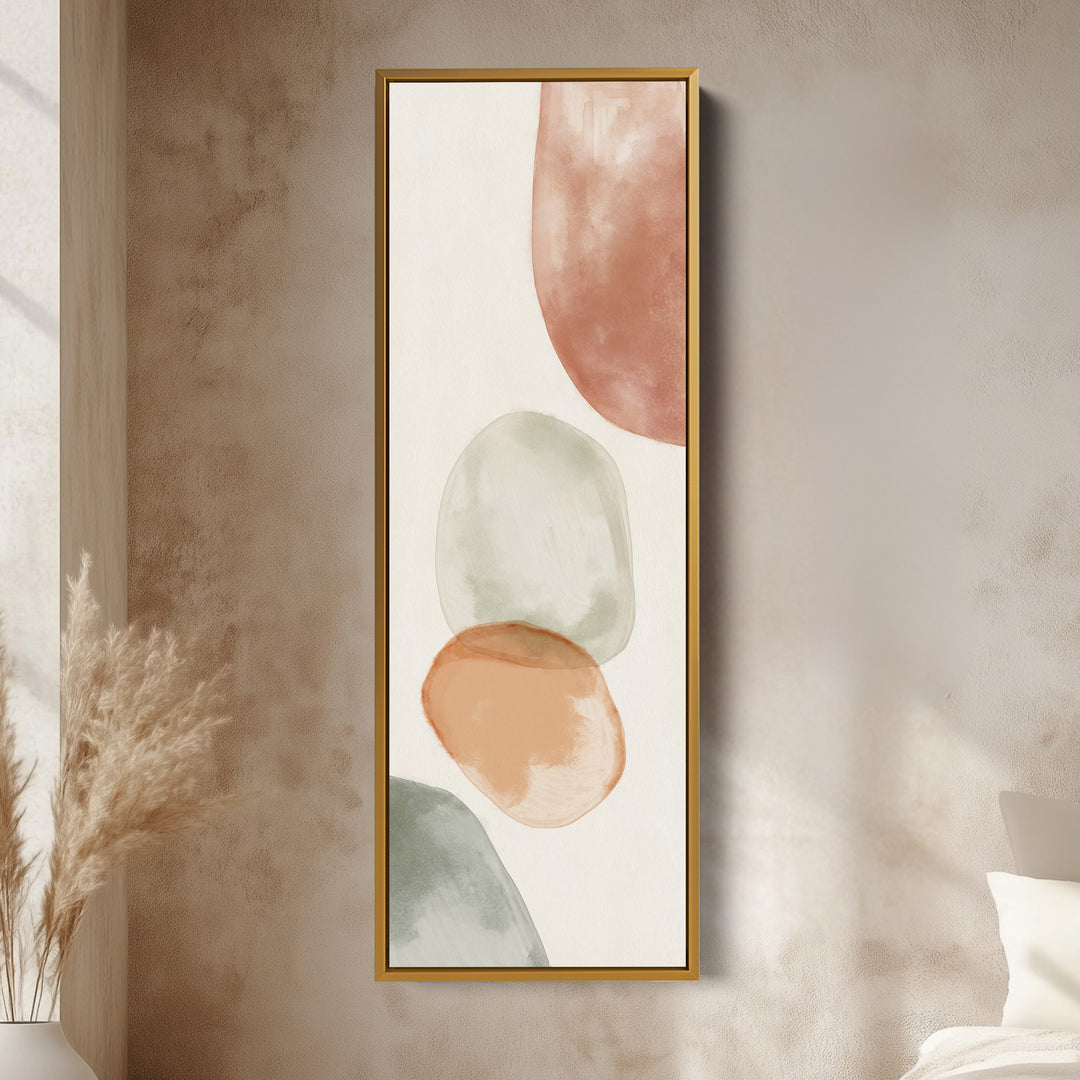 Vertical Beige Abstract Long Framed Canvas Decor
