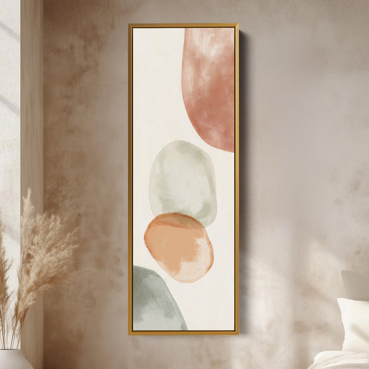 Vertical Beige Abstract Long Framed Canvas Decor