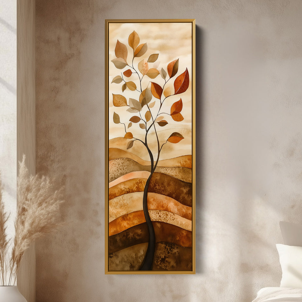 Vertikales Abstraktes Baum Lang Gerahmte Leinwand Dekor