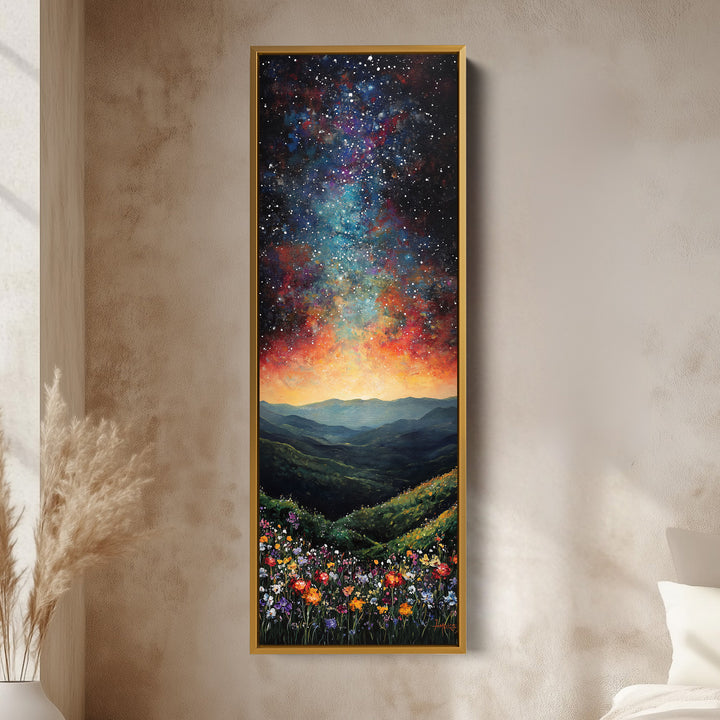 Starry Night Sky Tall Skinny Wall Decor Framed Canvas