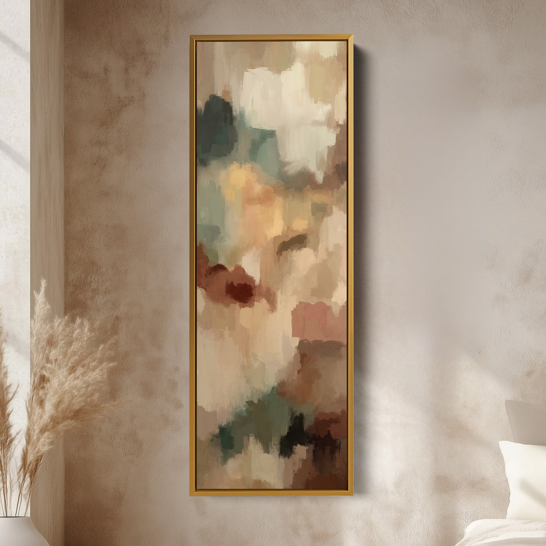 Tall Canvas Wall Art Warm Beige Brown Abstract For Living Room