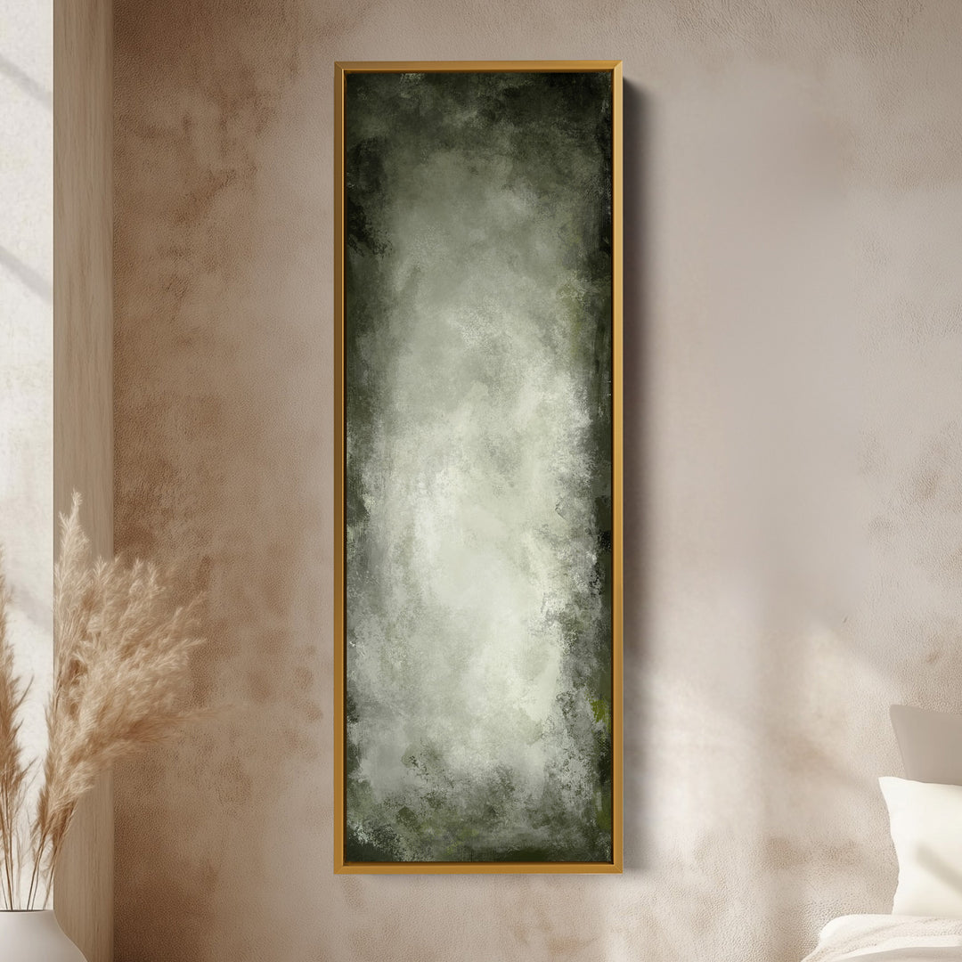 Abstract Rustic Green Long Living Room Framed Canvas Wall Decor