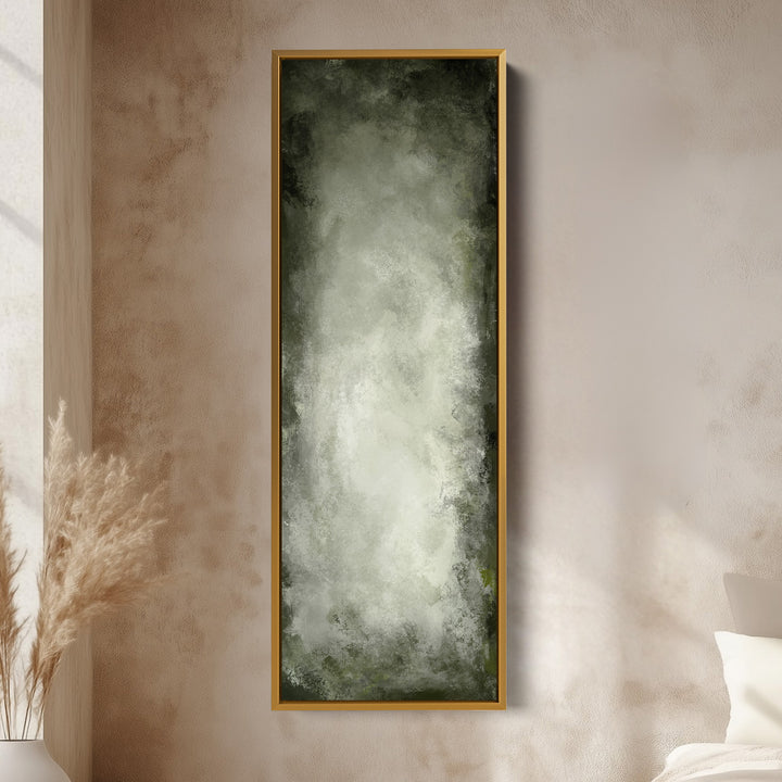 Abstract Rustic Green Long Living Room Framed Canvas Wall Decor