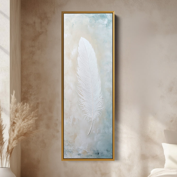 Hall Way Feather Large Vertical Long Skinny Wall Art