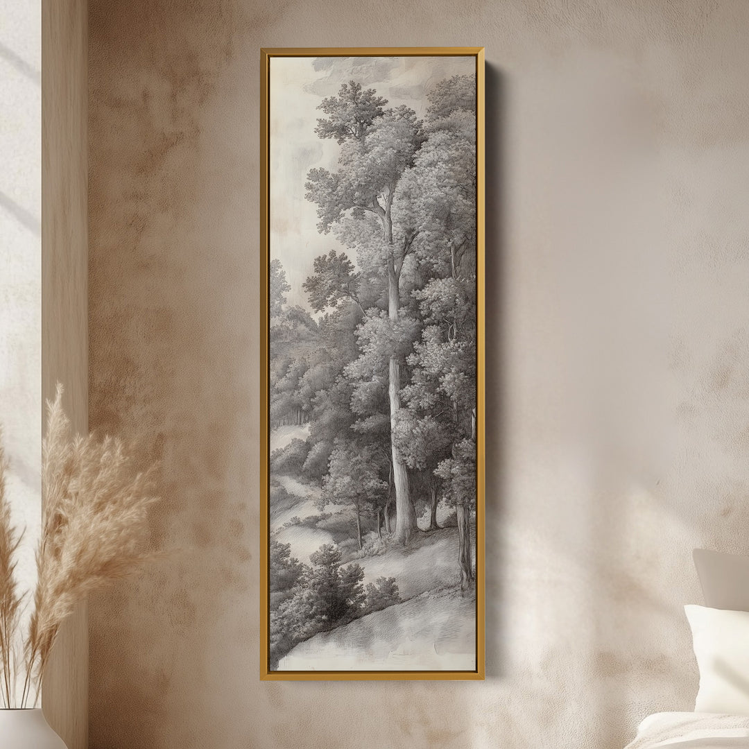 Hall Way Vintage Tree Large Vertical Long Skinny Wall Art
