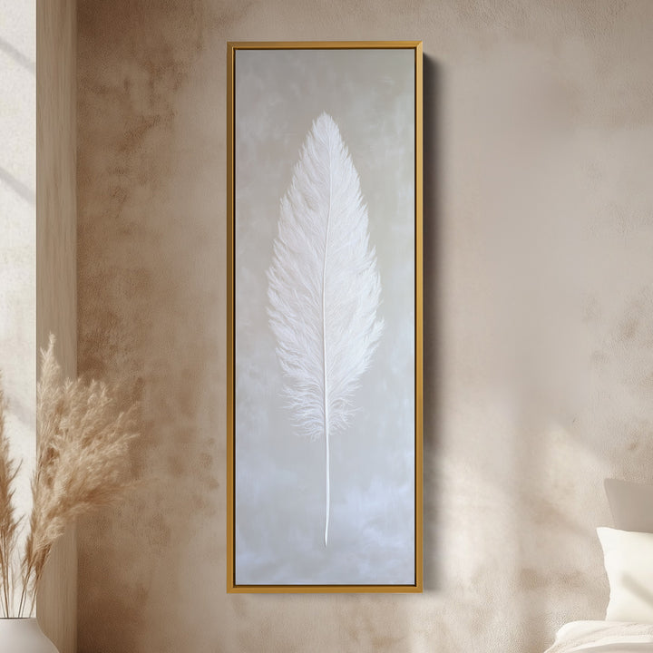 Vertical Wall Art White Feather Bedroom Wall Art