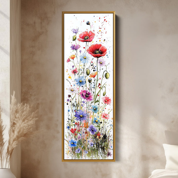 Bedroom Wall Art Vertical Long Decor Wild Flowers