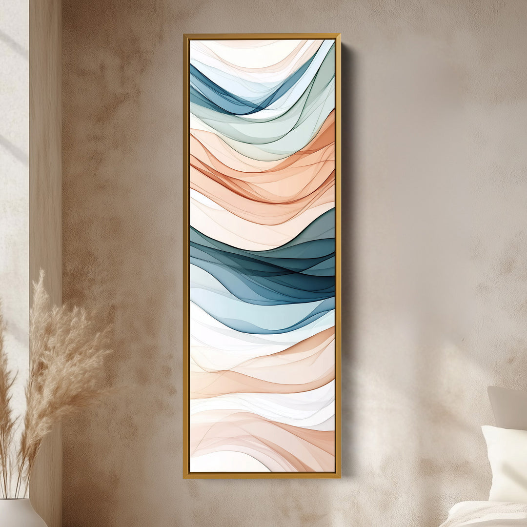 Long Narrow Vertical Wall Art Neutral Wave