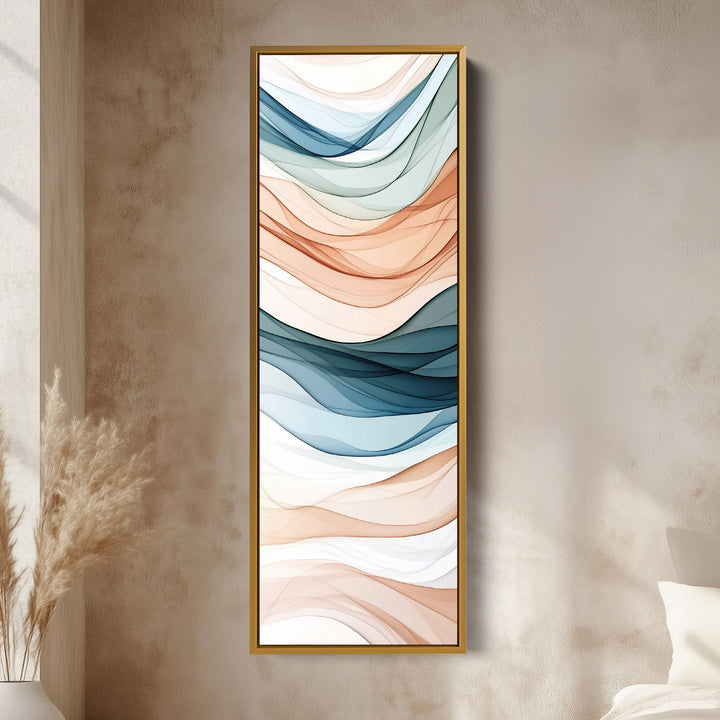 Long Narrow Vertical Wall Art Neutral Wave