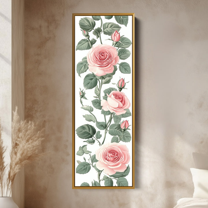 Vintage Pink Floral Tall Skinny Wall Art