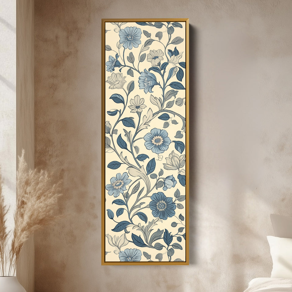 Vintage Blue & Cream Vertical Wall Decor