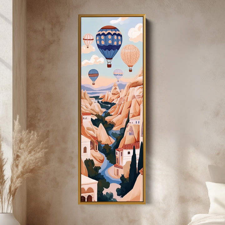 Cappadocia Balloons Vertical Framed Canvas Wall Decor