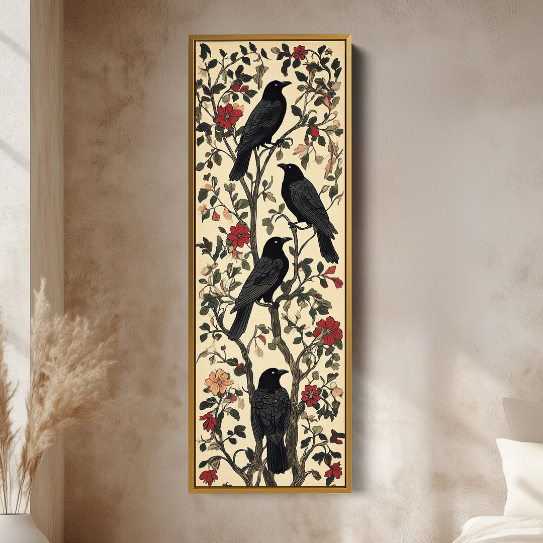 Black Ravens Vertical Long Wall Decor