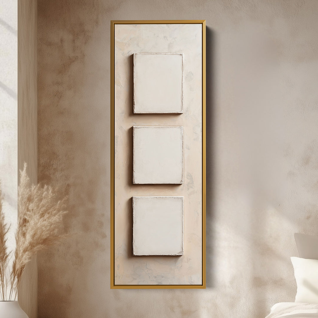 Minimalist Beige Vertical Framed Wall Decor
