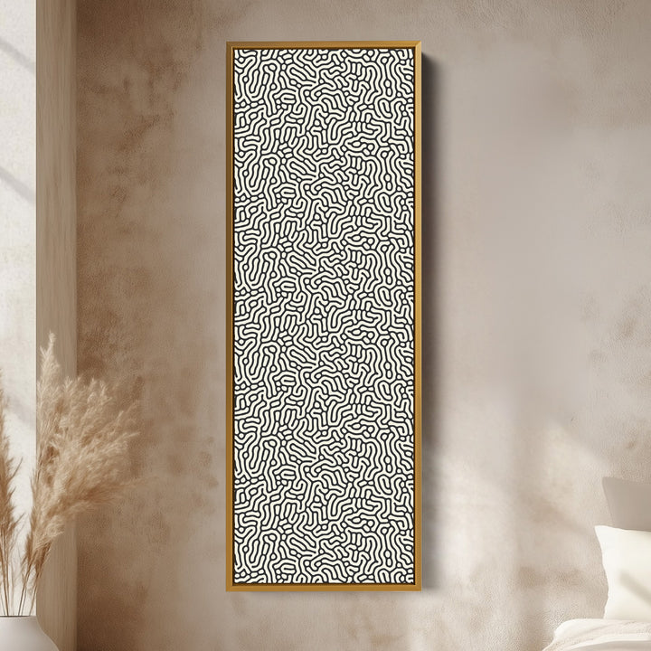 Minimalist Beige & Black Abstract Pattern Vertical Wall Decor