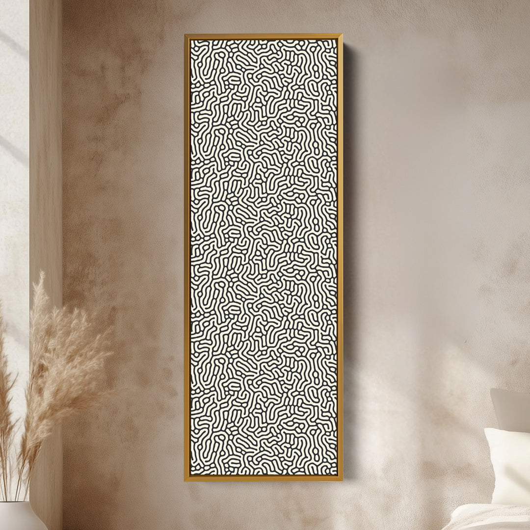 Vertical Long Wall Art Organic Black & Cream Pattern Wall Art