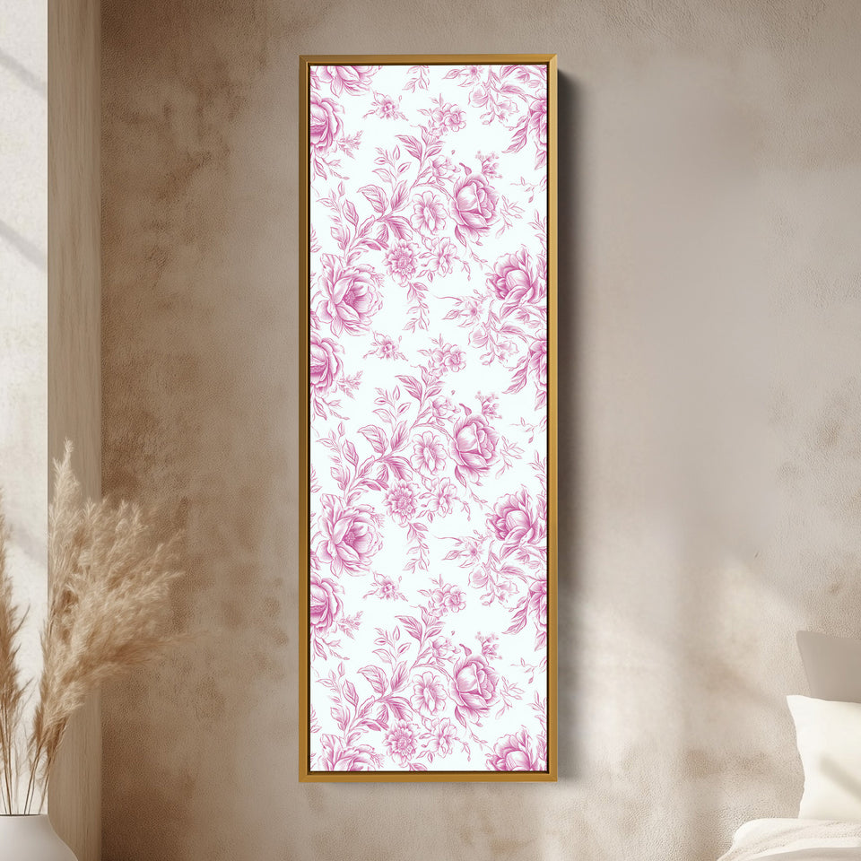 Vertical Floral Long Wall Art Pink Peonies