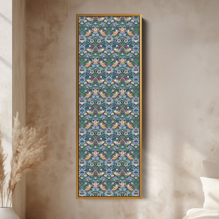 William Morris Strawberry Thief Blue Vertical Long Wall Art
