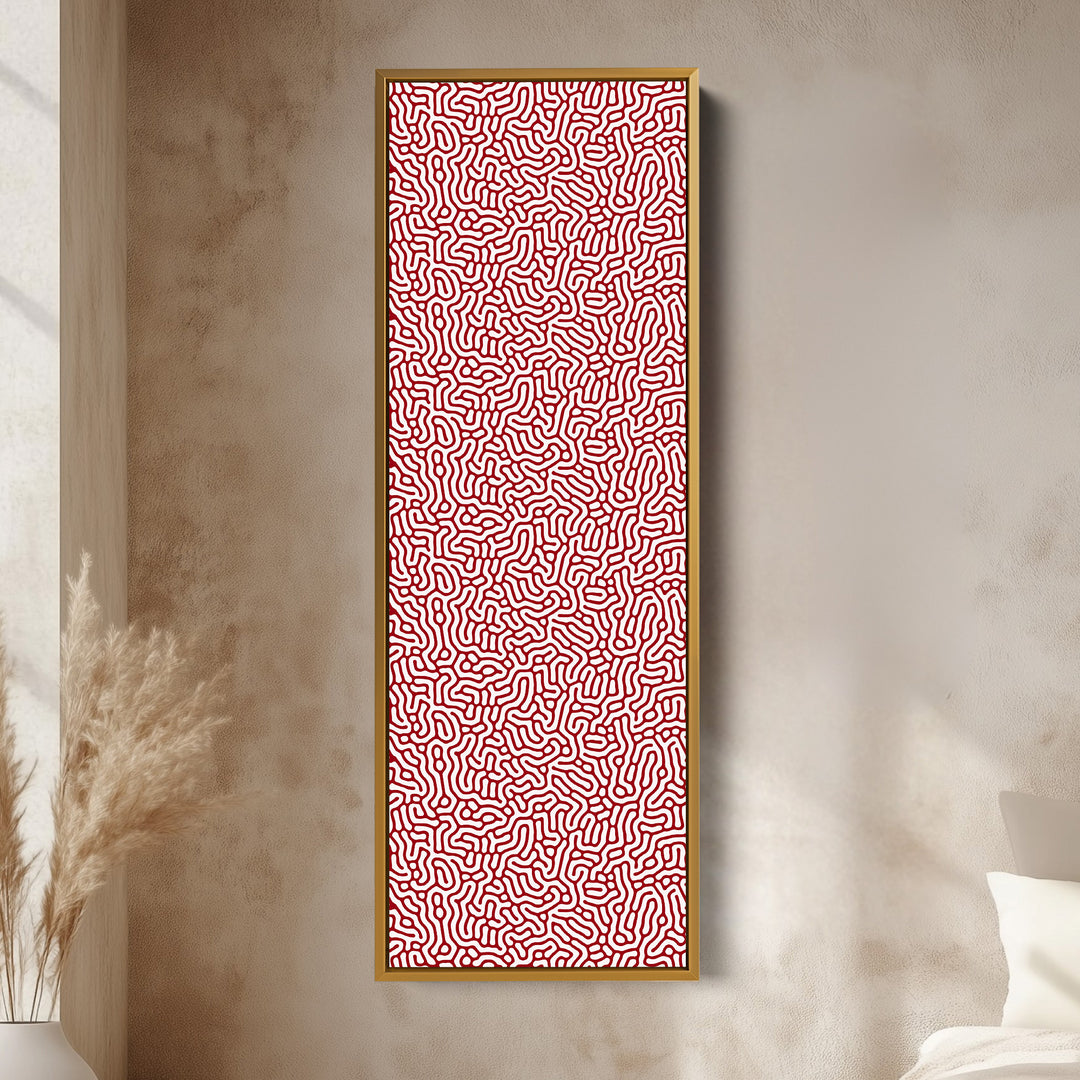 Art mural vertical long motif rouge et blanc