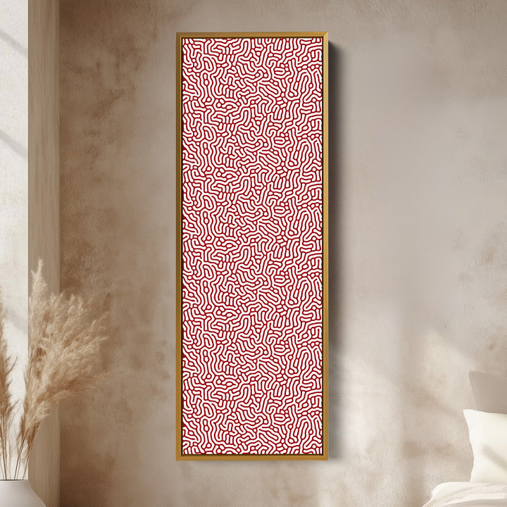 Art mural vertical long motif rouge et blanc