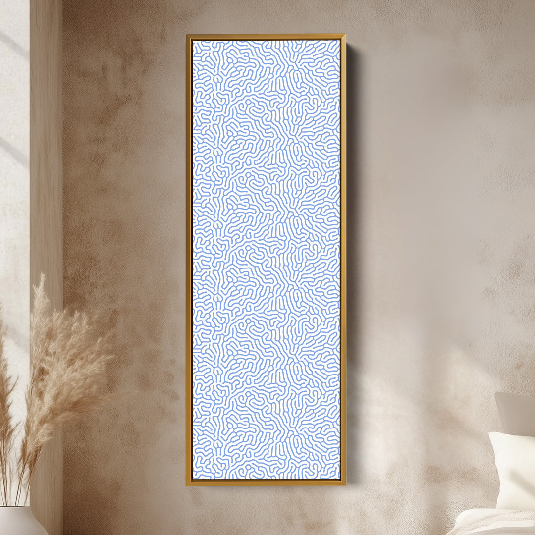 White & Blue Wriggly Vertical Narrow Wall Art