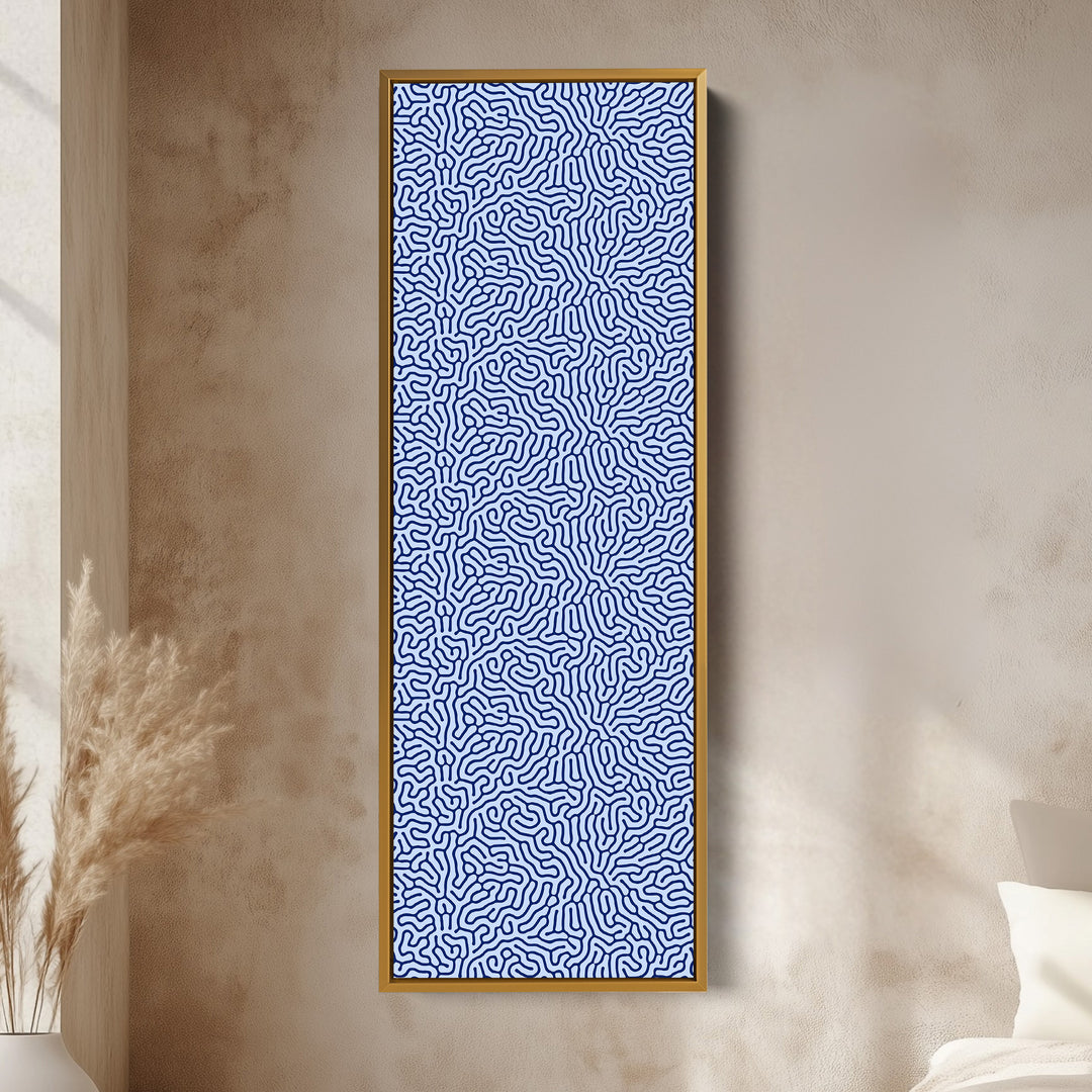 Dark & Light Blue Wriggly Vertical Narrow Wall Art